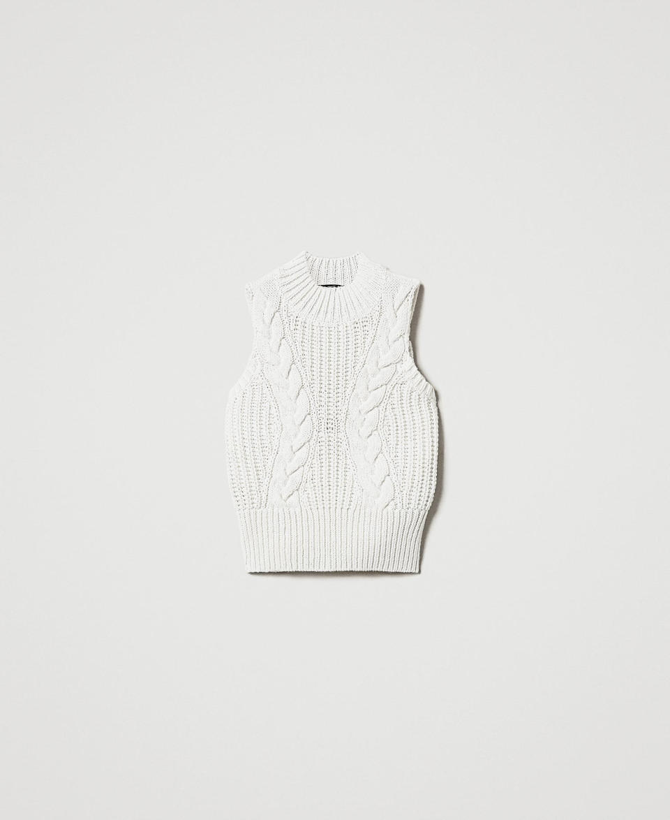 Twin Set Top in maglia con coste e trecce Sottocosto