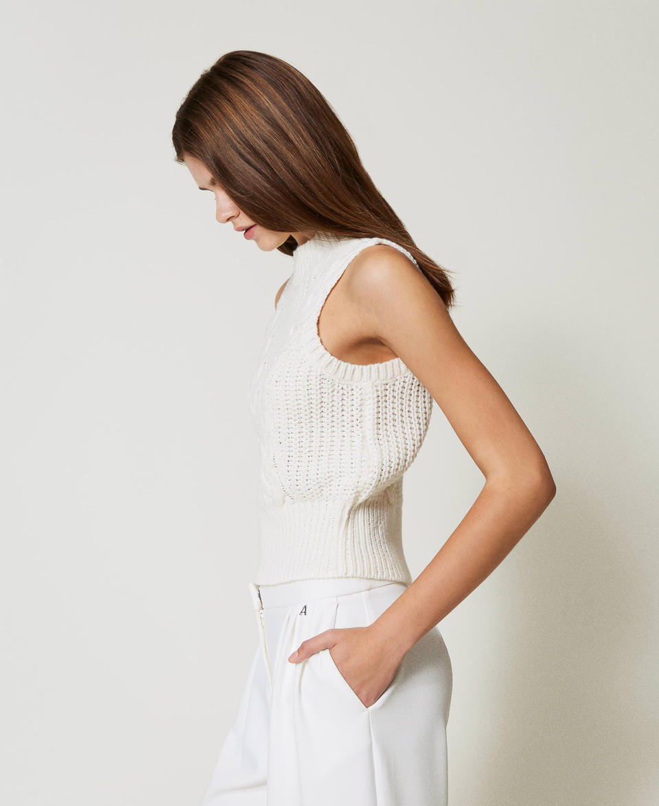 Twin Set Top in maglia con coste e trecce Sottocosto