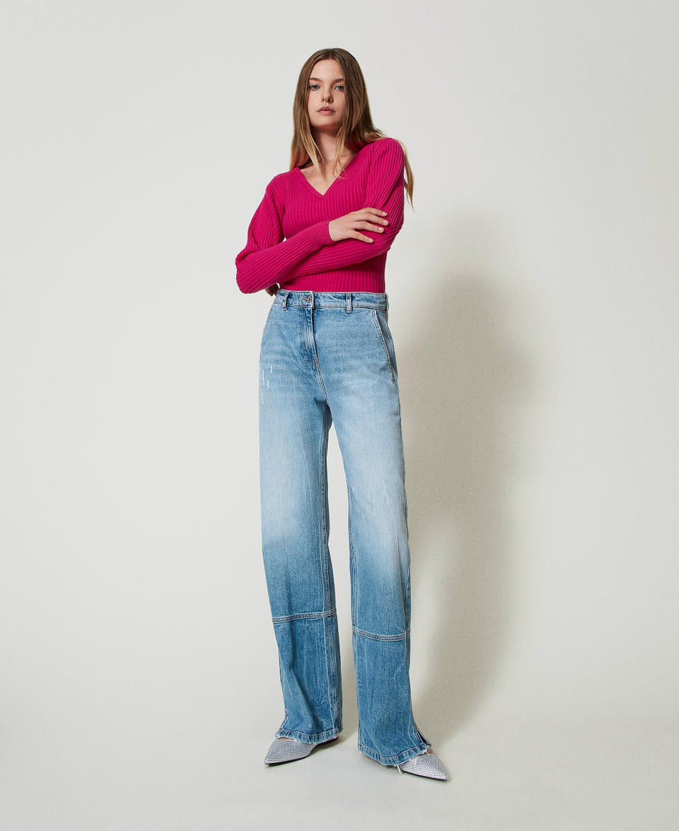 Twin Set Jeans wide leg con tagli Economico