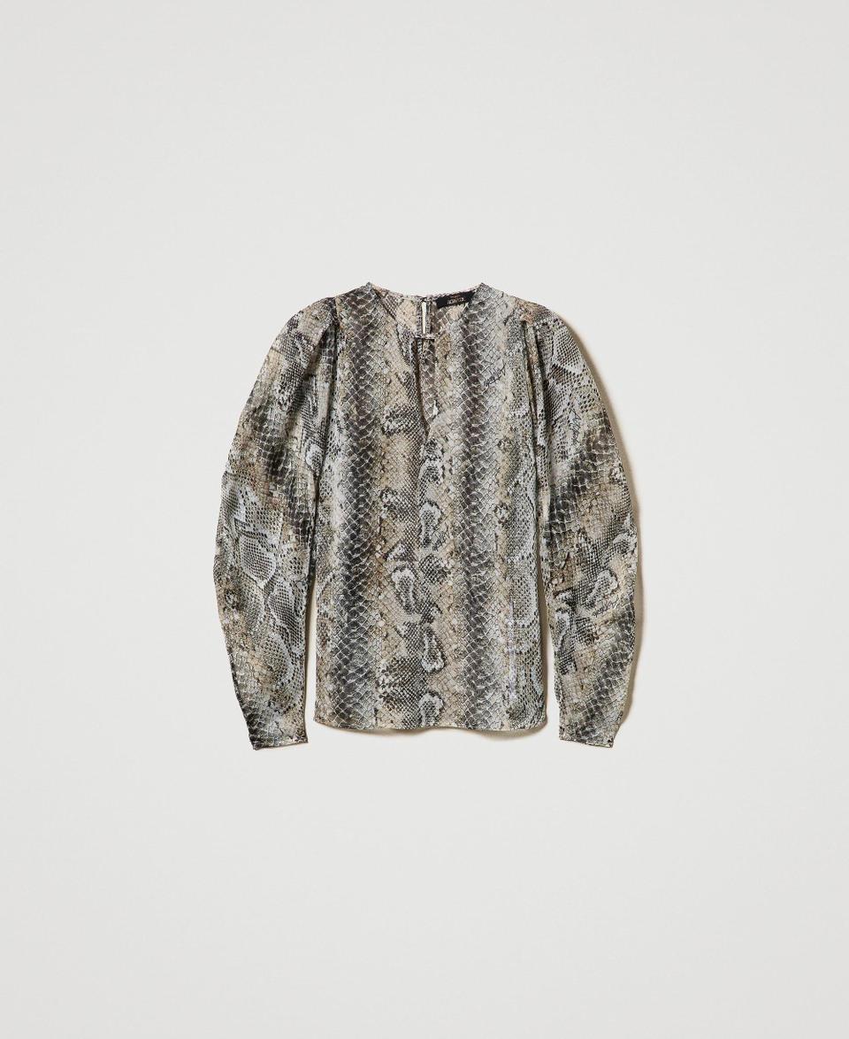 Twin Set Blusa in creponne con stampa snake Moda