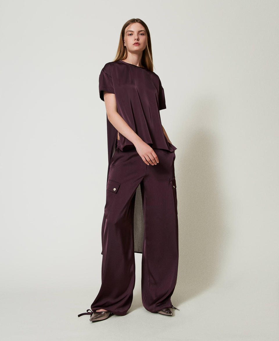 Twin Set Pantaloni cargo in raso Vendita