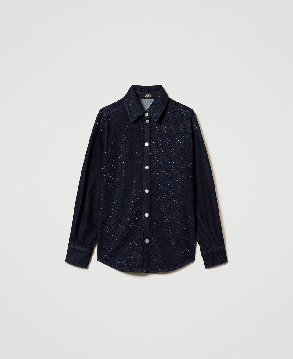 Twin Set Camicia in jeans con strass Flash Sale