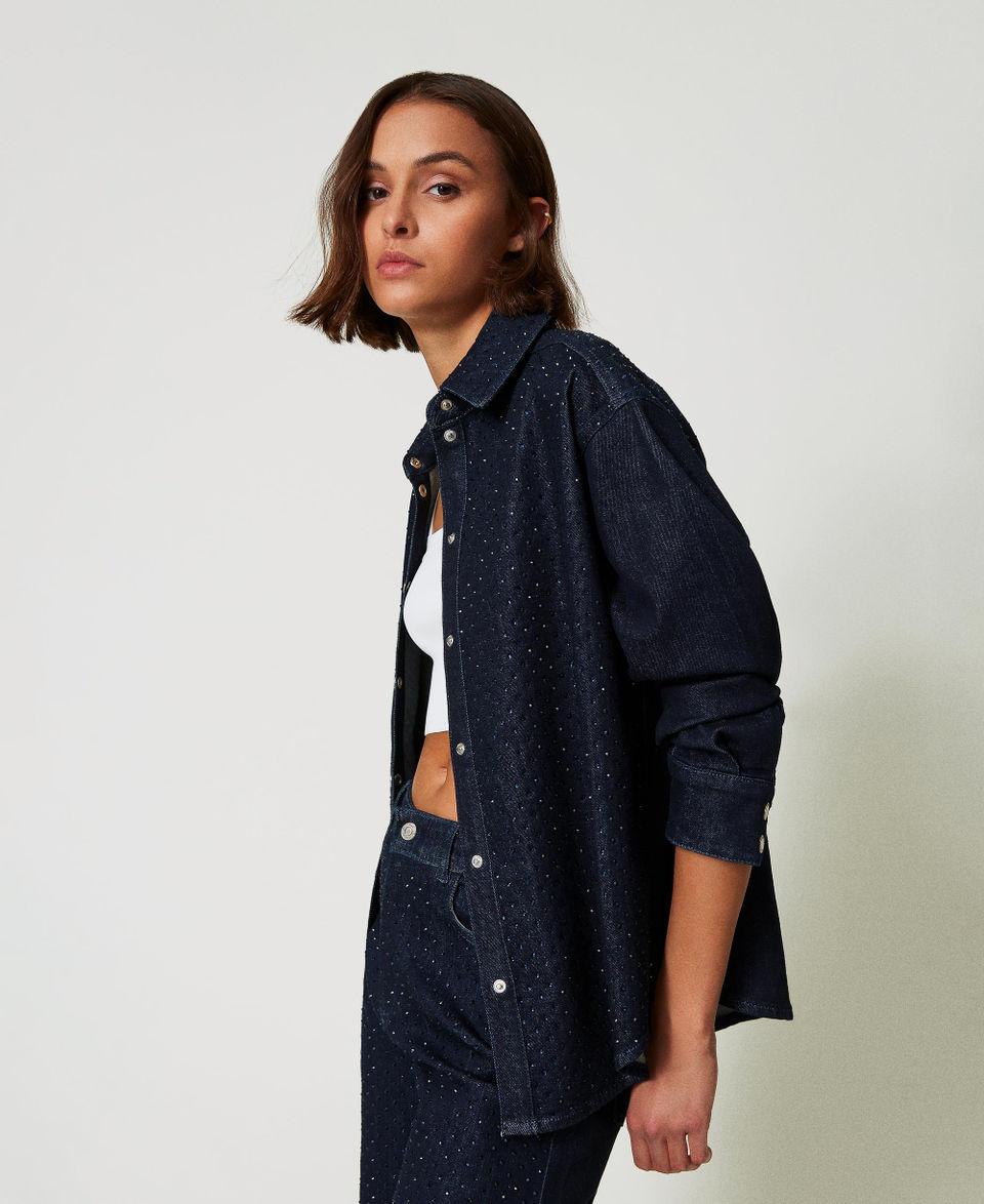 Twin Set Camicia in jeans con strass Flash Sale