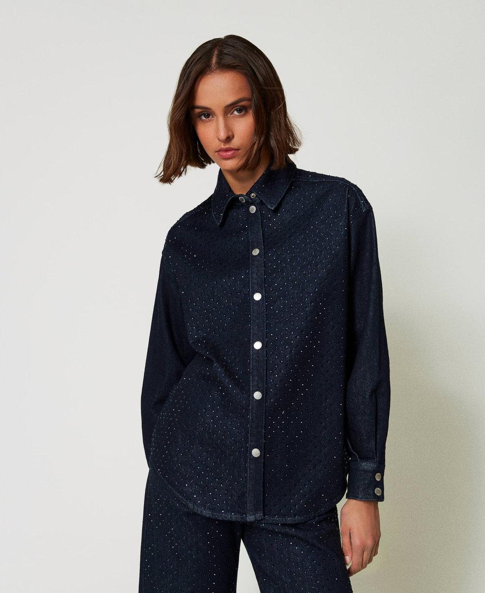 Twin Set Camicia in jeans con strass Flash Sale