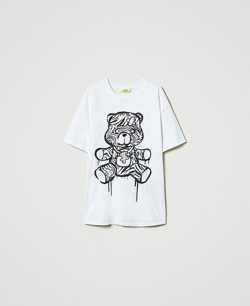Twin Set T-shirt over MYFO con stampa e ricamo Offerta Giorno del Papà