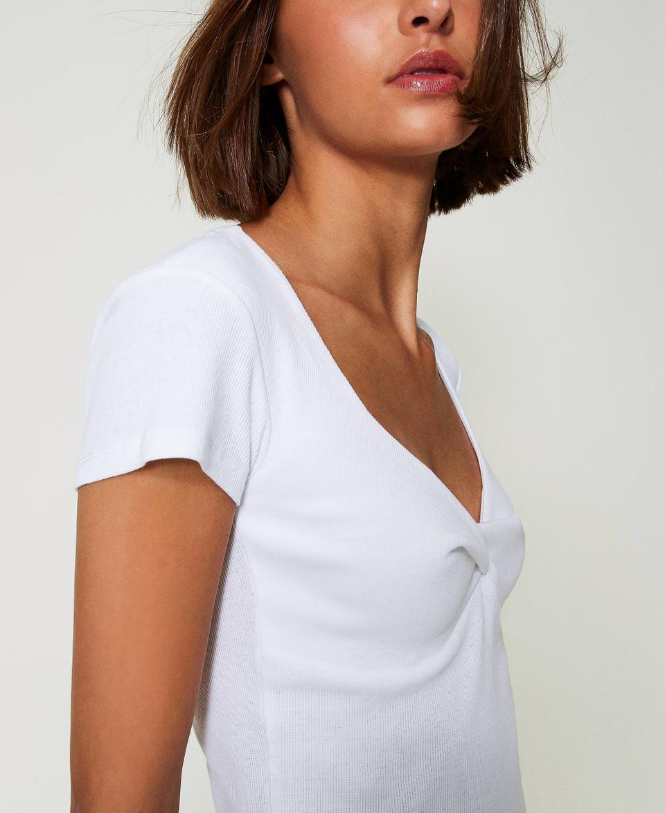 Twin Set T-shirt a costine con nodo Grandi sconti