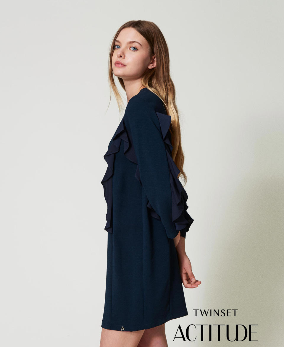 Twin Set Abito corto in cady con volant 50% di sconto per tempo limitato