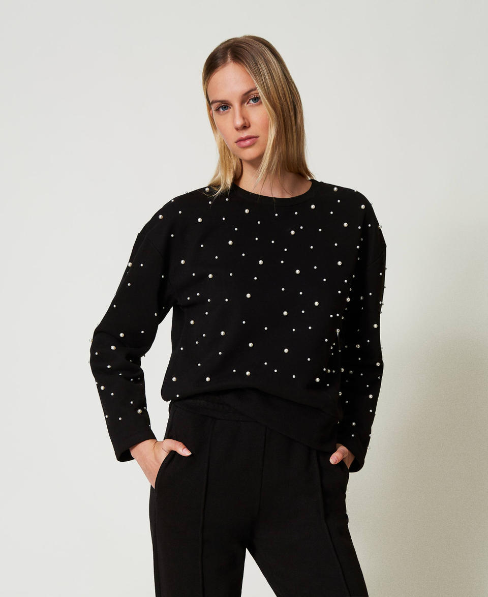 Twin Set Felpa girocollo con perle Spedizione Gratuita