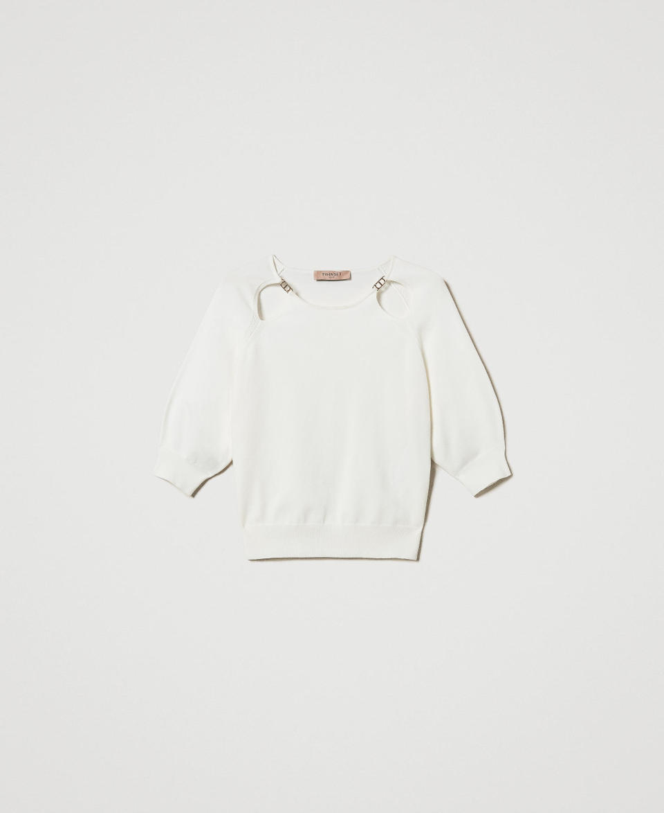 Twin Set Maglia con cut-out e Oval T Saldi Di Fabbrica