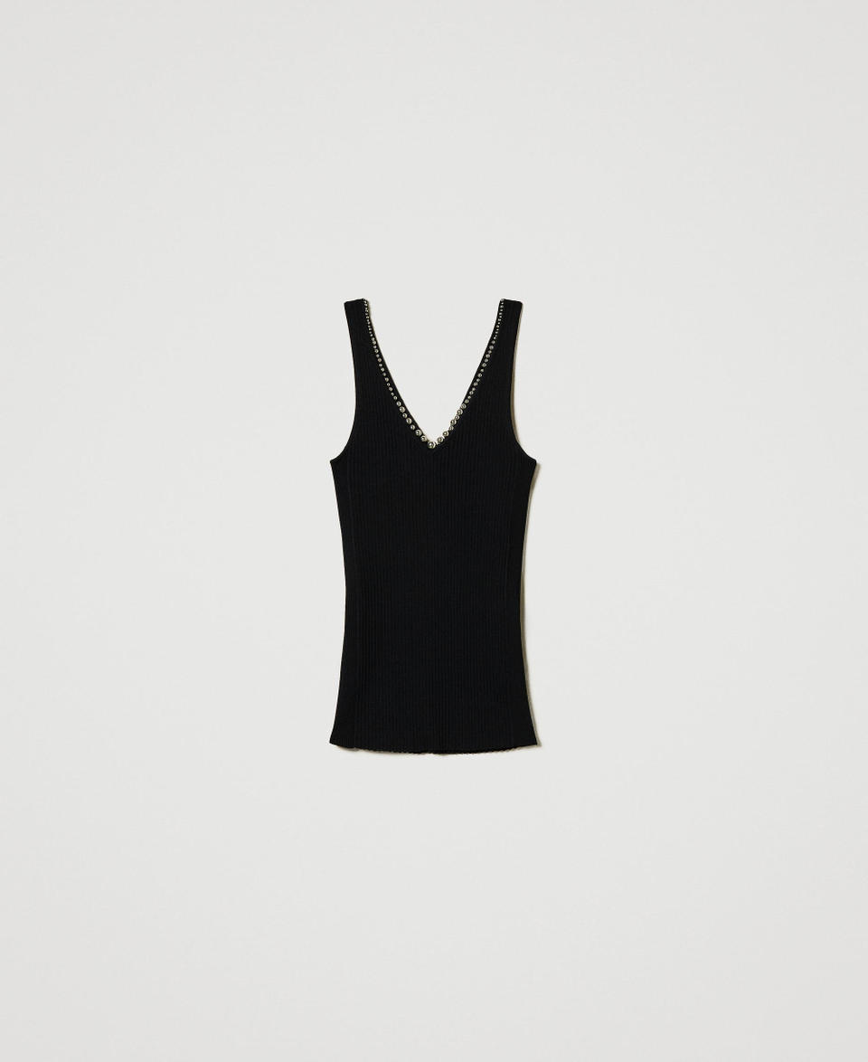 Twin Set Top in maglia a costine con perline Hotsell