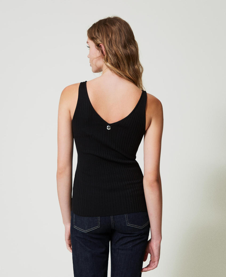 Twin Set Top in maglia a costine con perline Hotsell