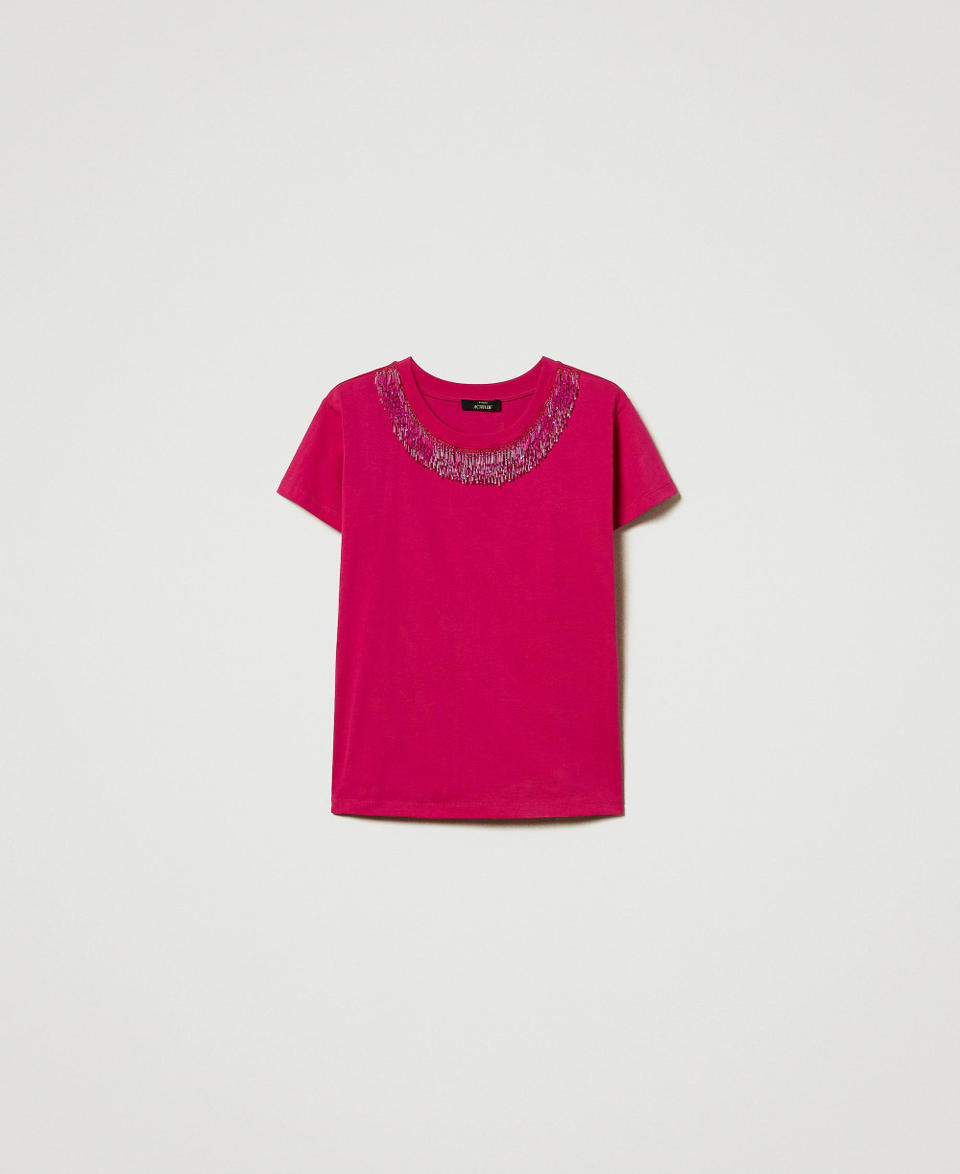 Twin Set T-shirt con frange ricamate Negozio online di fabbrica