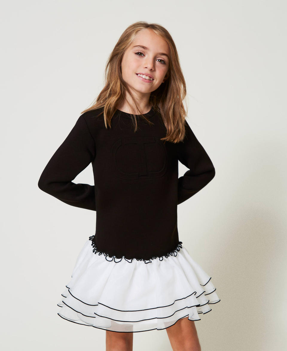 Twin Set Abito corto in tessuto scuba e organza Offerta speciale