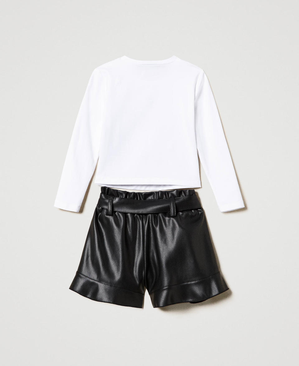 Twin Set T-shirt con stampa e shorts con volant Fornitura limitata