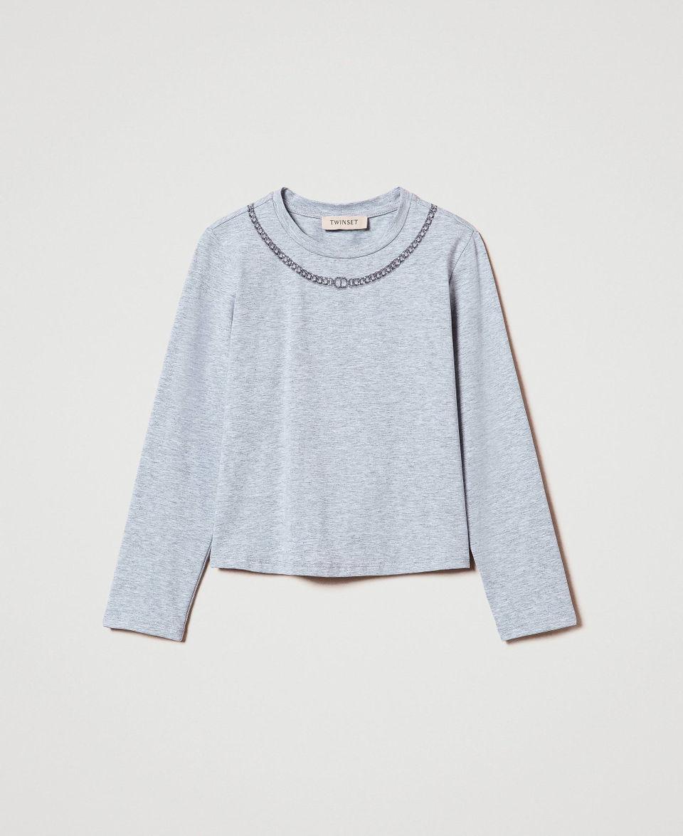 Twin Set T-shirt con stampa collana e strass Offerta per la Festa della Mamma