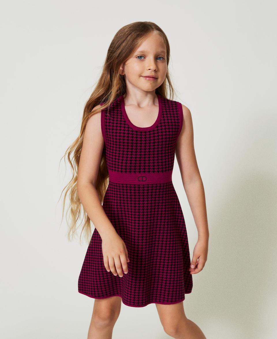 Twin Set Abito corto in maglia jacquard pied de poule Offerta migliore