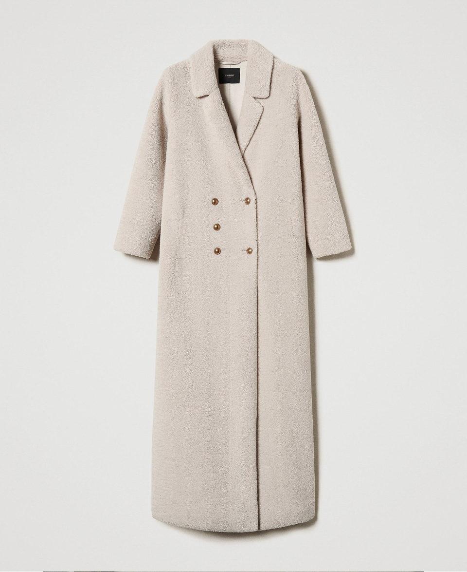 Twin Set Cappotto lungo doppiopetto in faux fur Esporta salva