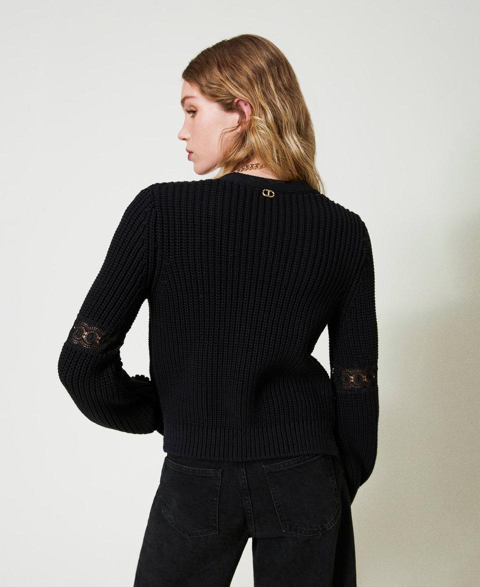 Twin Set Cardigan a costine con pizzo Negozi Online