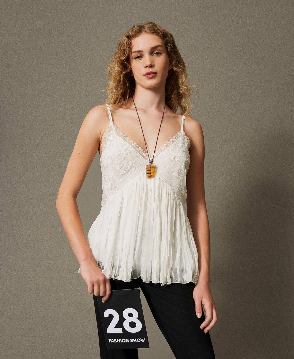 Twin Set Top in creponne e tulle Online