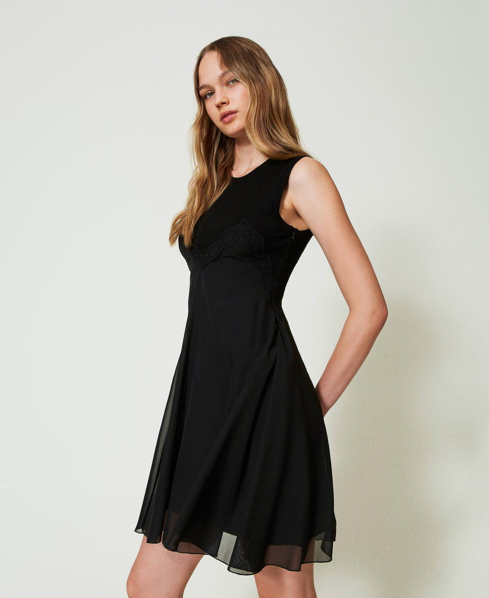 Twin Set Abito corto in maglia e georgette In Saldo