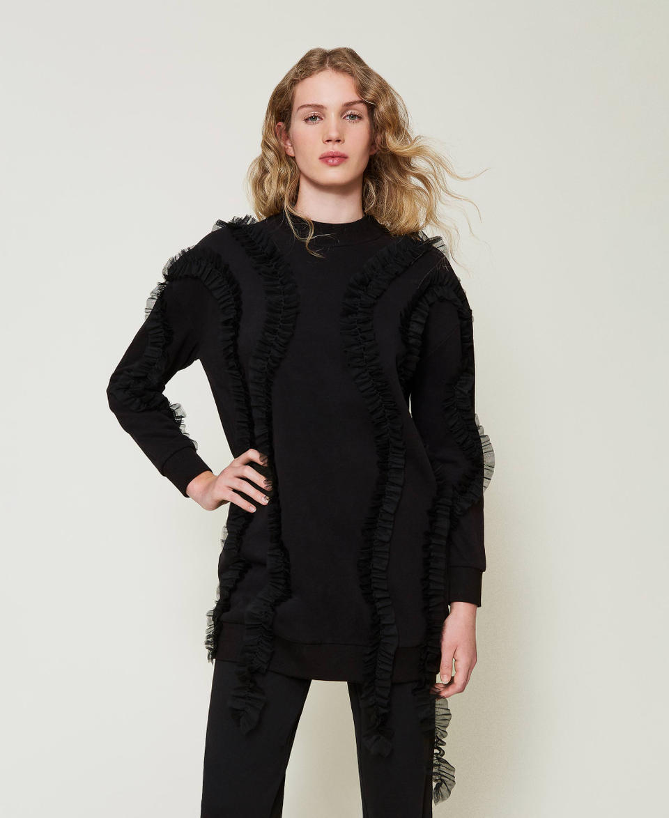 Twin Set Maxi felpa con volant in tulle Grande vendita