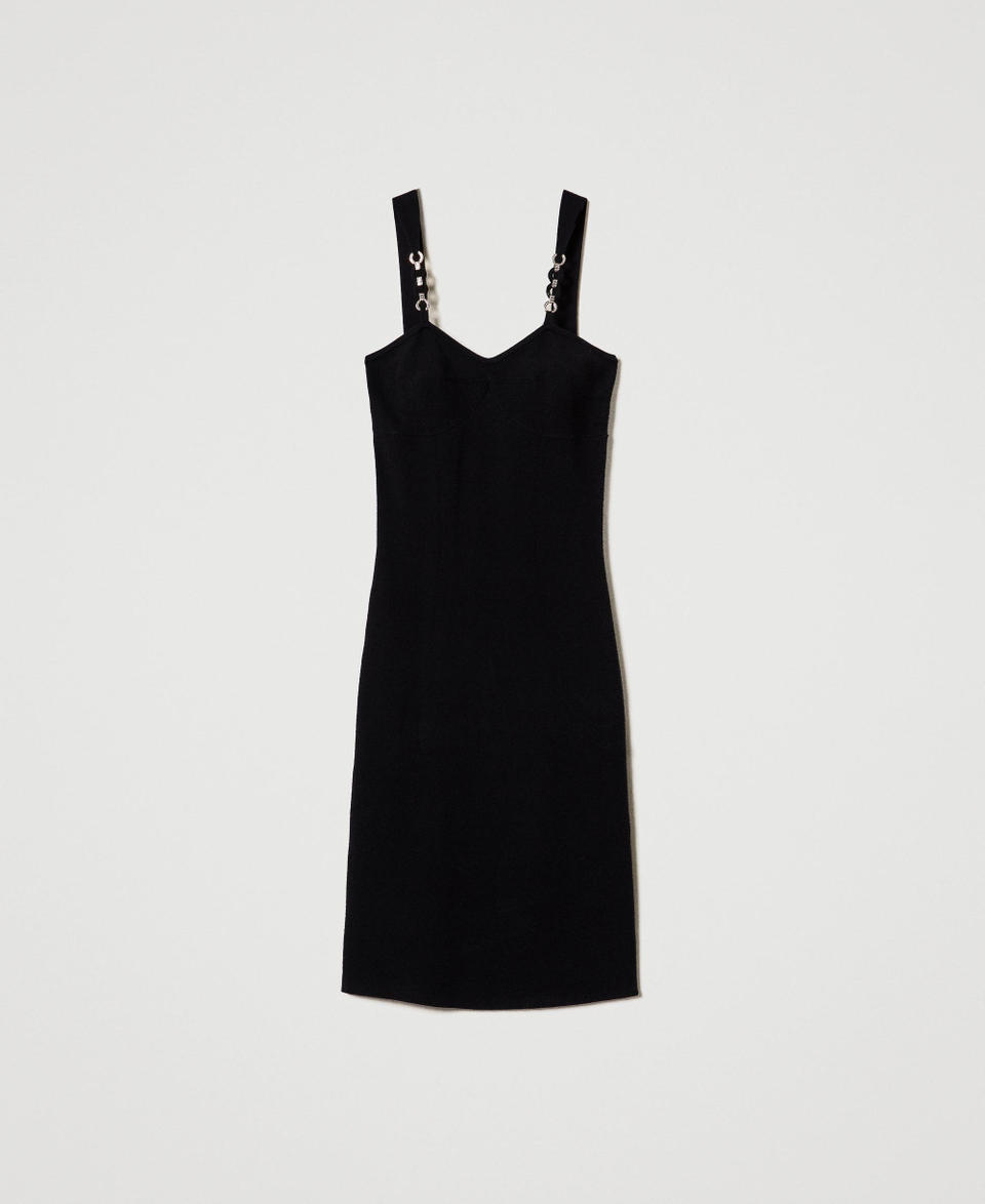 Twin Set Abito longuette in maglia con spalline bijoux Flash Sale