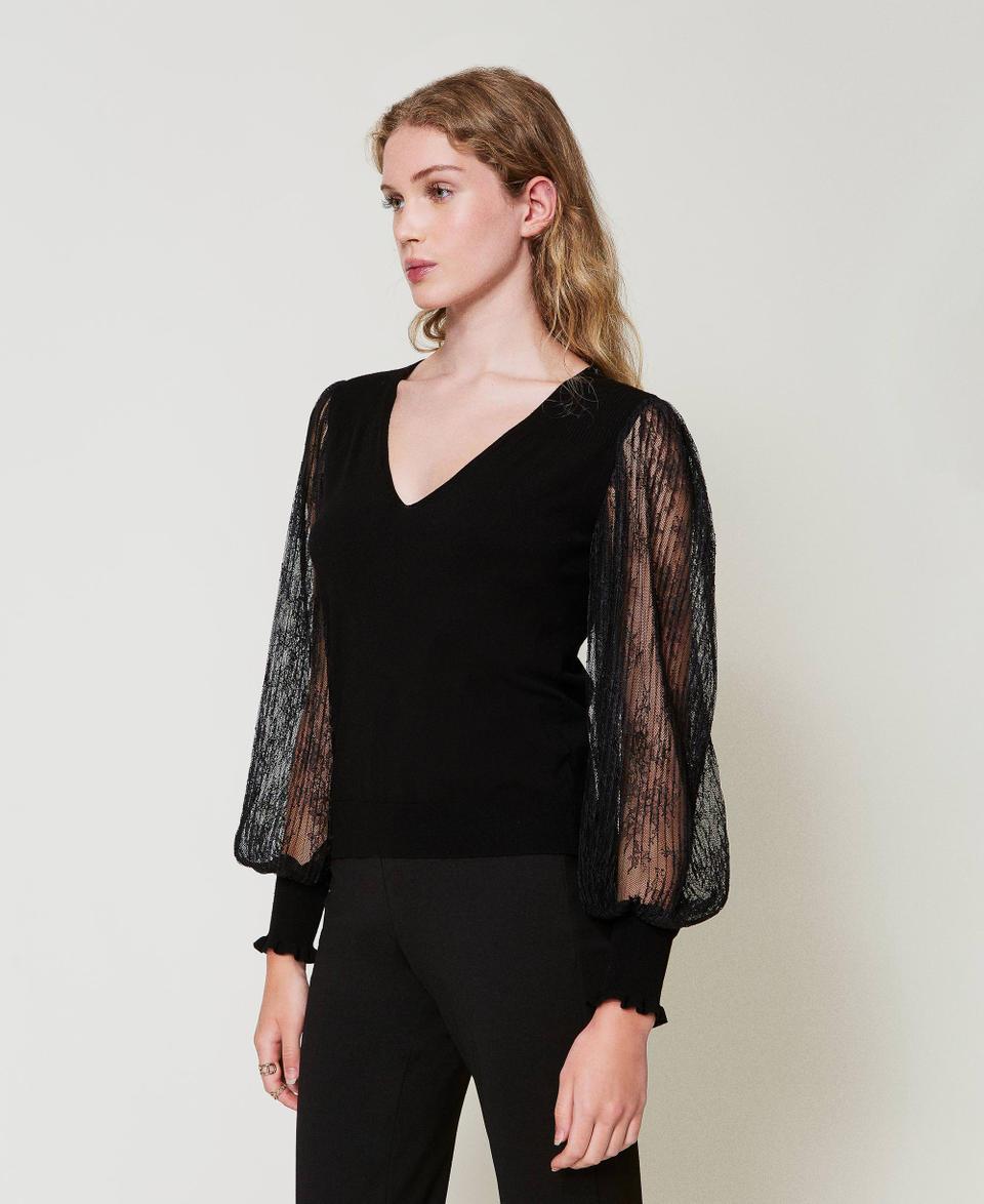 Twin Set Maglia doppio uso con maniche in pizzo ACQUISTA ORA