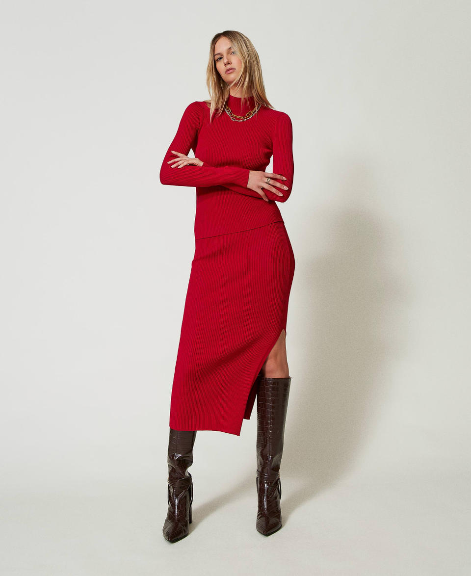 Twin Set Gonna longuette in maglia a costine Promozione