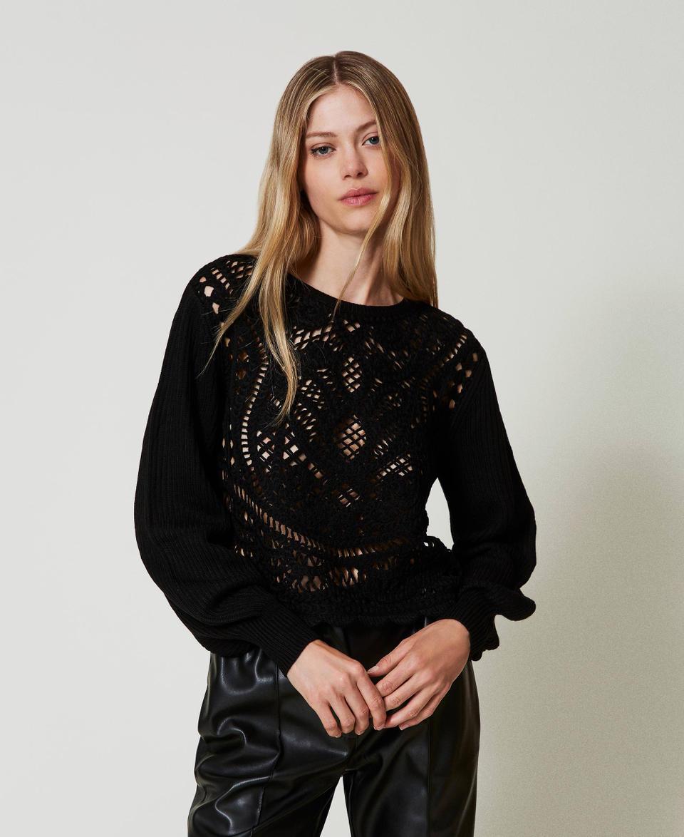 Twin Set Maglia in misto lana crochet