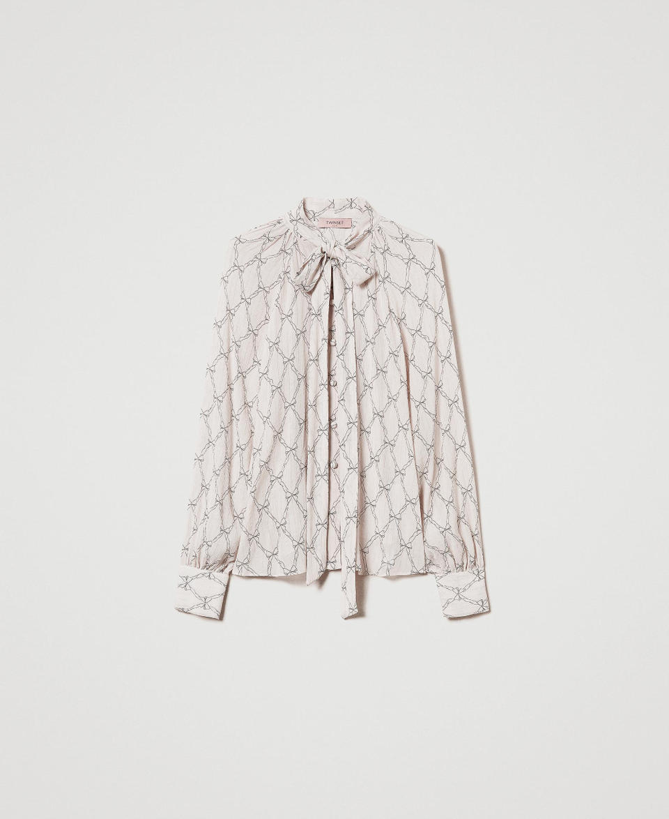 Twin Set Camicia in creponne con stampa fiocchi Offerte