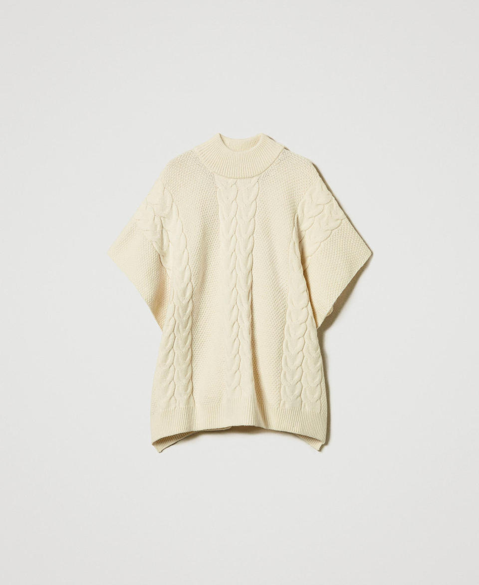 Twin Set Poncho in maglia con trecce Vendita Calda