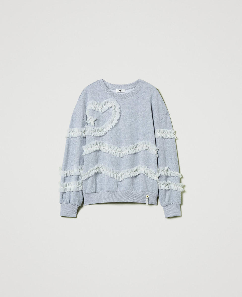 Twin Set Felpa mélange con volant in tulle Cyber Monday