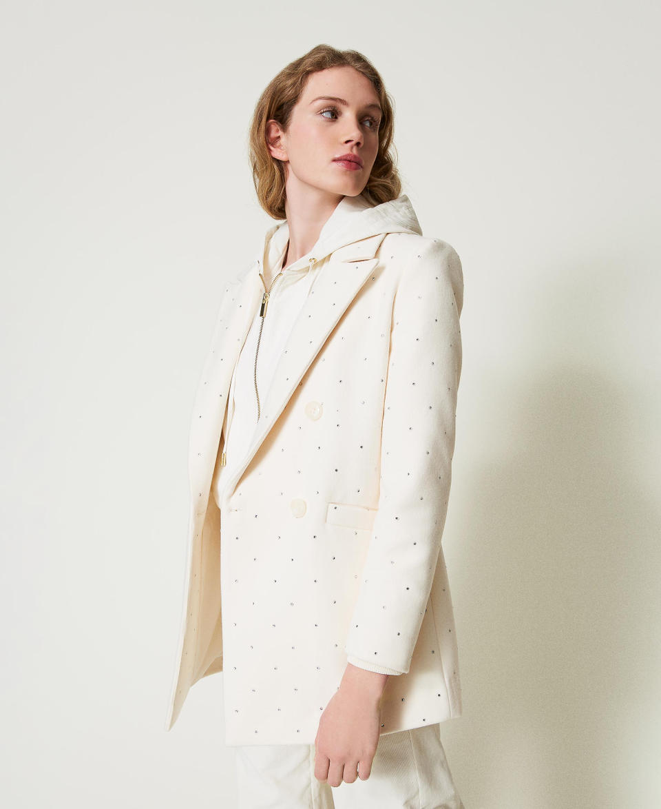 Twin Set Cappotto corto in panno con strass Offerta natalizia