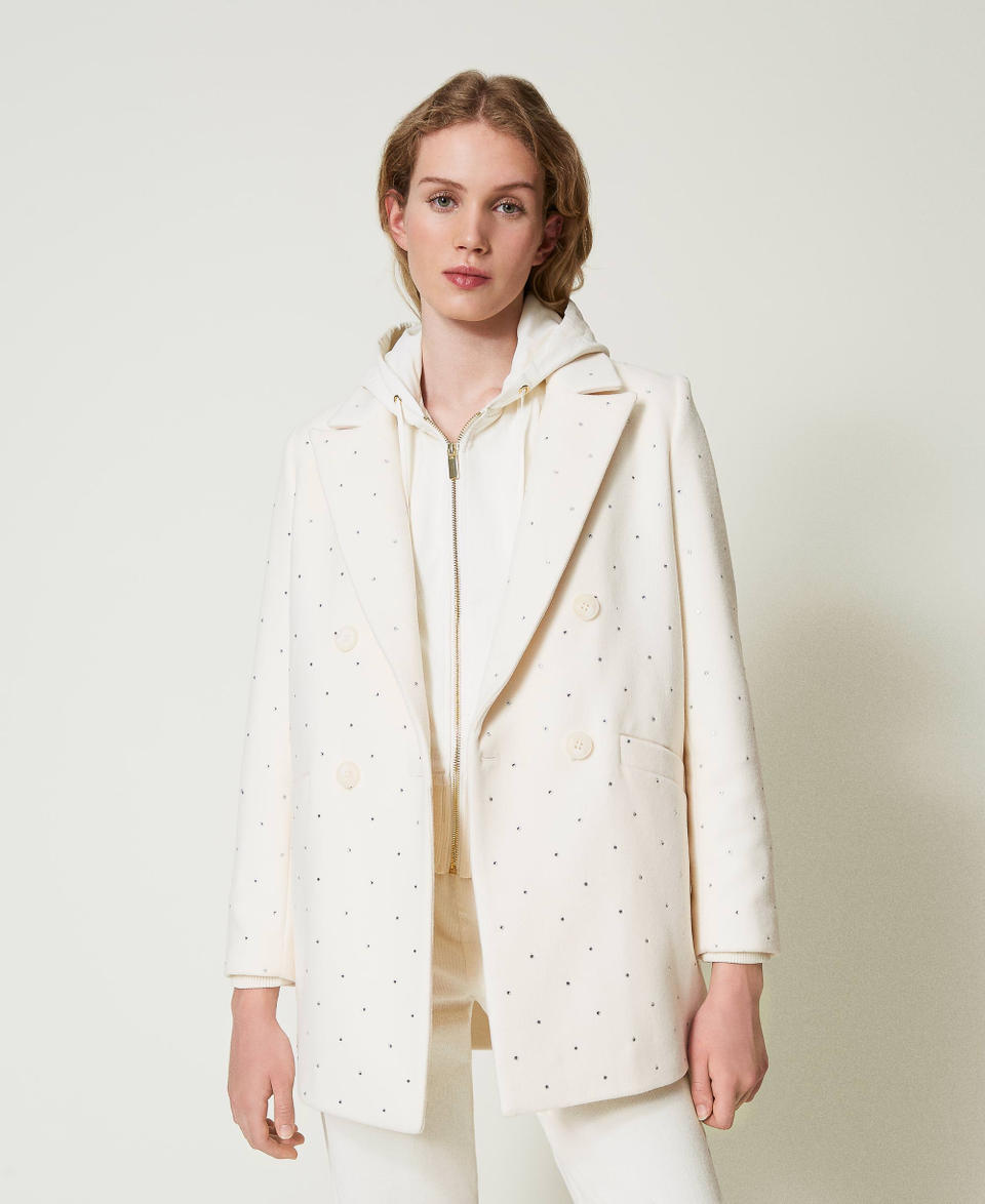 Twin Set Cappotto corto in panno con strass Offerta natalizia