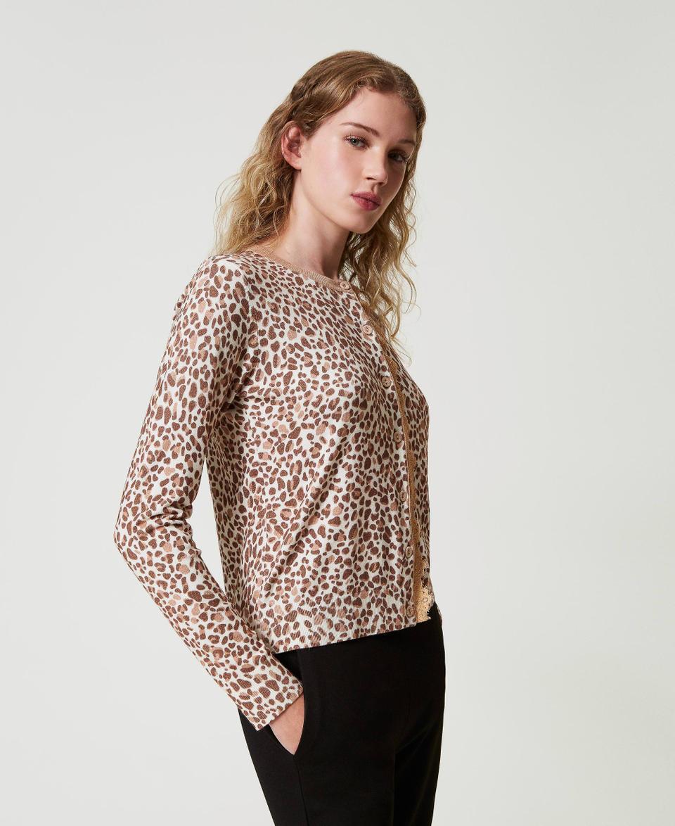 Twin Set Cardigan in maglia con stampa e pizzo Offerte giornaliere
