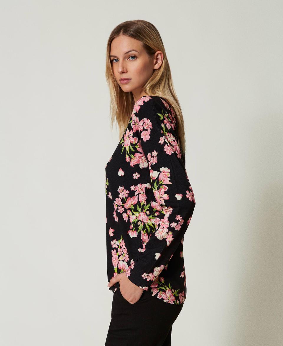 Twin Set Maglia con stampa a fiori e pizzo Ritorno libero