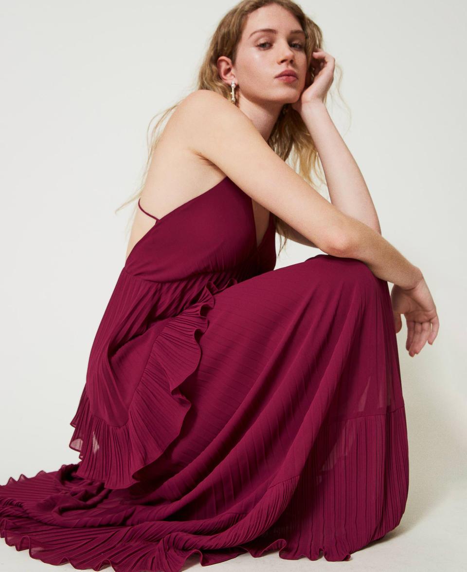 Twin Set Abito lungo in georgette plissé Fino al 65% di sconto