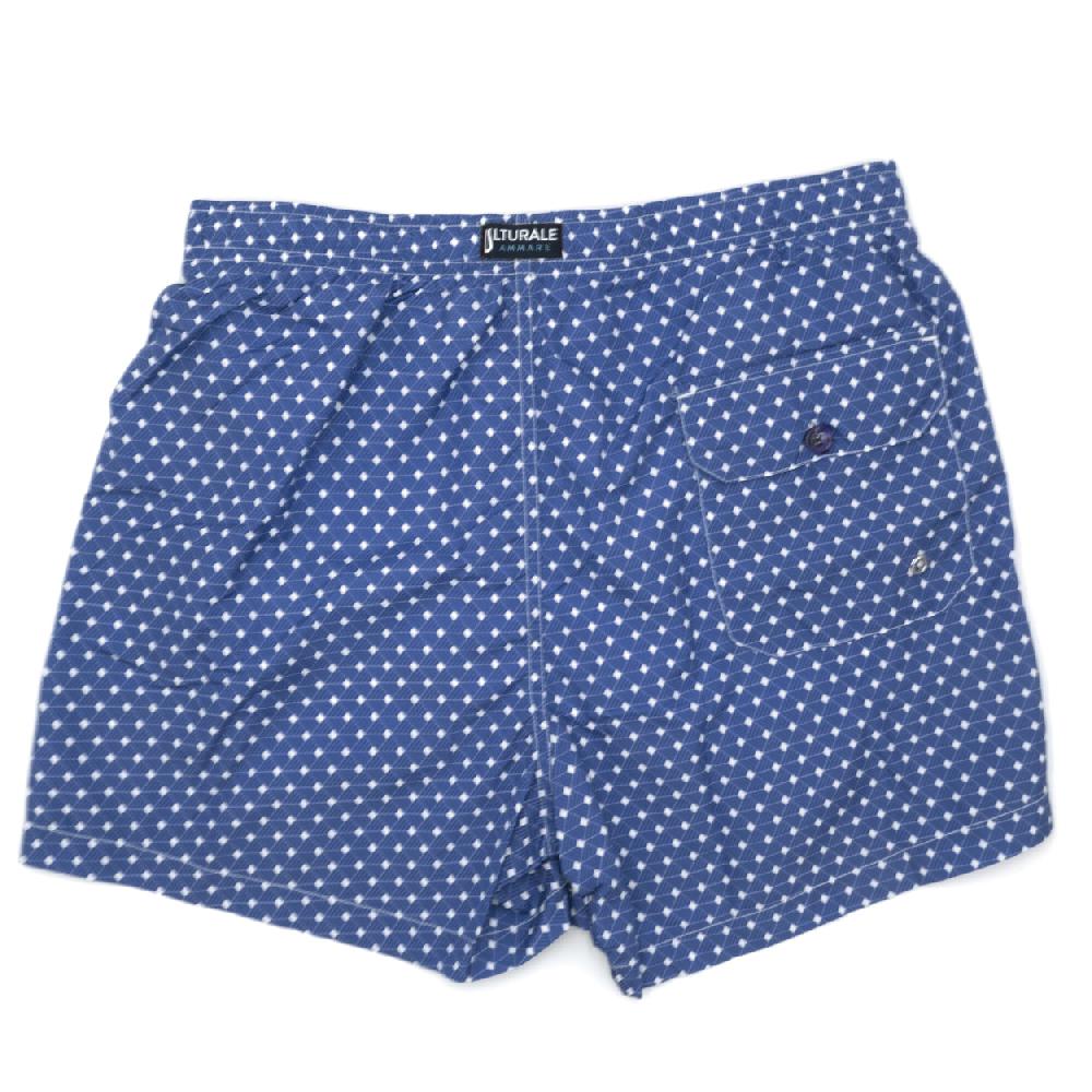 Ulturale Costume con pattern geometrico quadrato blu e bianco – Ulturale Ulturale Costume con pattern geometrico quadrato blu e bianco – Ulturale
