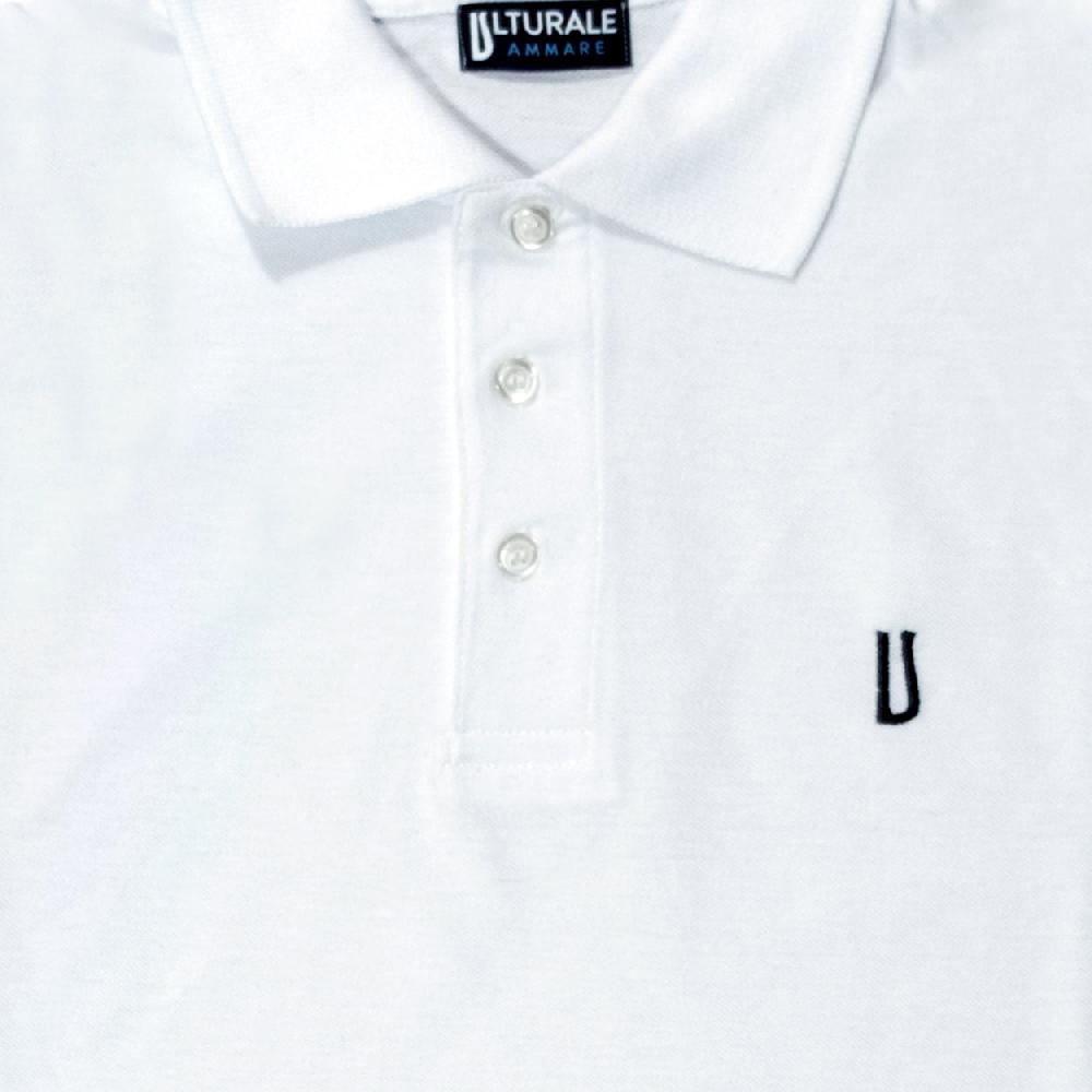 Ulturale Polo bianca con logo Ulturale blu in 100% cotone - Ulturale Ulturale Polo bianca con logo Ulturale blu in 100% cotone - Ulturale