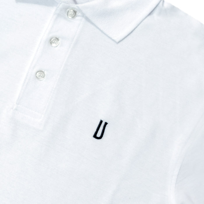 Ulturale Polo bianca con logo Ulturale blu in 100% cotone - Ulturale Saldi Di Fabbrica