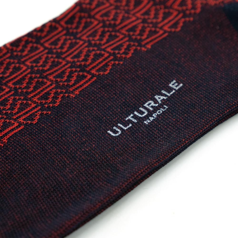 Ulturale Calza blu con pattern Ulturale rosso 100% cotone filoscozia - Ulturale Ulturale Calza blu con pattern Ulturale rosso 100% cotone filoscozia - Ulturale