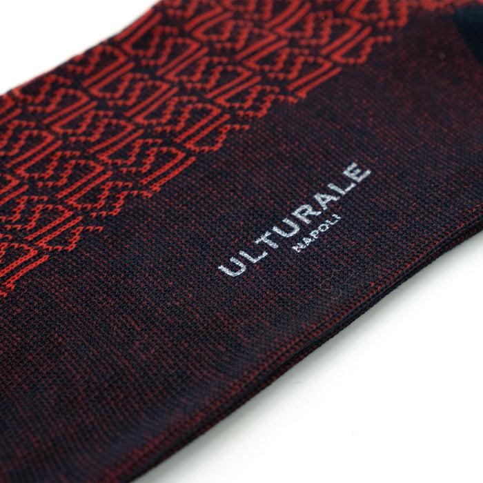 Ulturale Calza blu con pattern Ulturale rosso 100% cotone filoscozia - Ulturale Vendite Flash