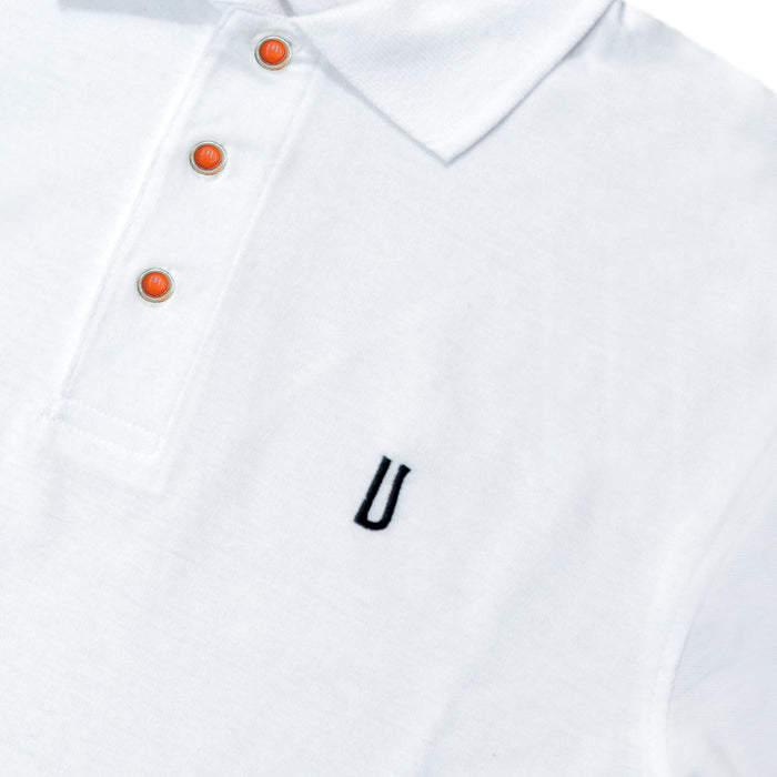 Ulturale Polo bianca con bottoni in corallo e argento in 100% cotone - Ulturale Italia