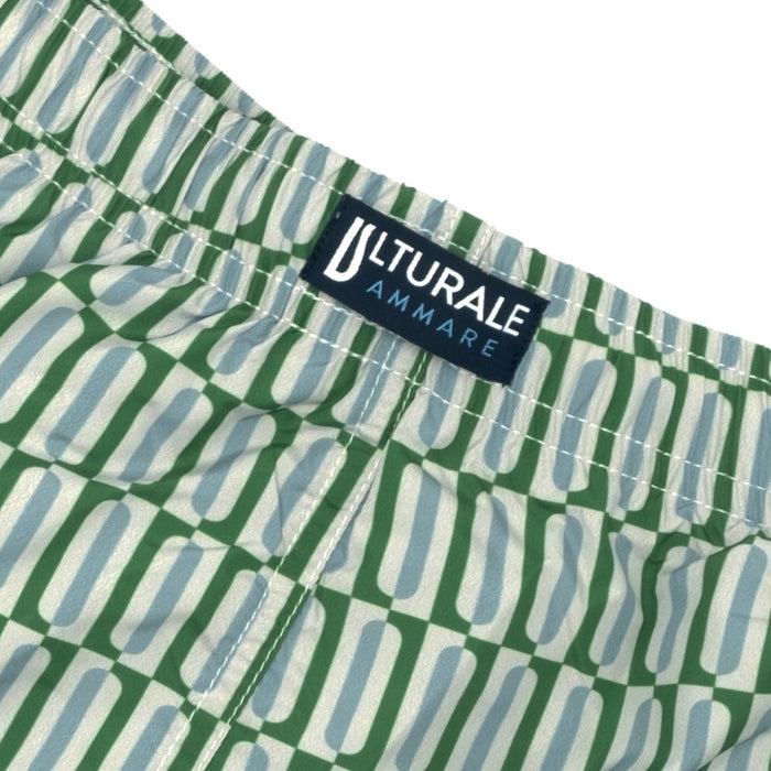 Ulturale Costume con pattern geometrico verticale verde e azzurro – Ulturale Soddisfazione Garantita