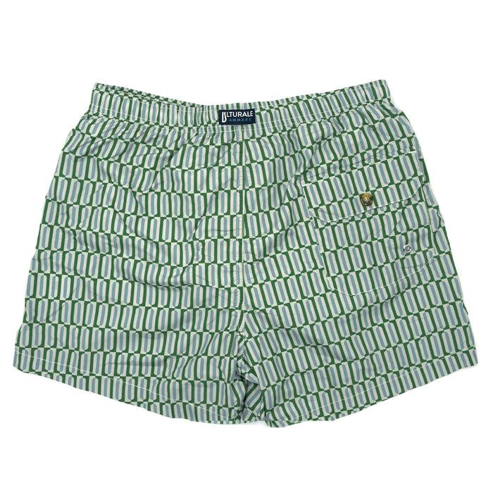 Ulturale Costume con pattern geometrico verticale verde e azzurro – Ulturale Soddisfazione Garantita