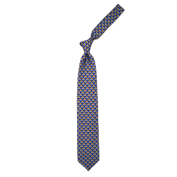 Ulturale Cravatta azzurro chiaro con pattern blu e arancione in seta – Ulturale In Saldo