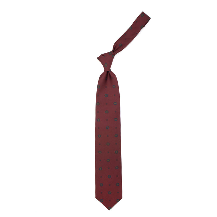 Ulturale Cravatta bordeaux con fiori in 100% seta - Ulturale Promozione