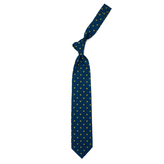 Ulturale Cravatta blu con fiori gialli in seta– Ulturale Offerta