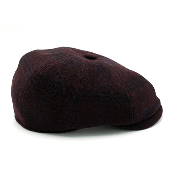 Ulturale Coppola 8 spicchi in lana con fantasia tartan bordeaux e fodera interna di seta con pattern Ulturale burgundy - Ulturale Saldi