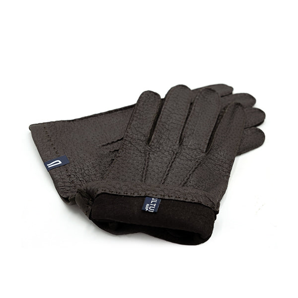 Ulturale Guanti uomo marrone scuro in peccary sfoderato con cashmere interno - Ulturale Vendita Economica